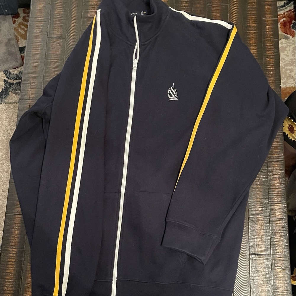 Nautica XXL Zip Up Sweater Navy Blue